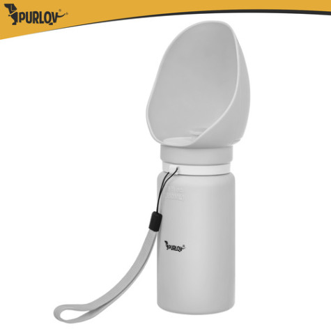 Láhev na vodu pro psy s miskou 550 ml šedá Purlov 27234 ~ 3