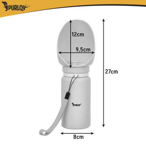 Láhev na vodu pro psy s miskou 550 ml šedá Purlov 27234 ~ 8