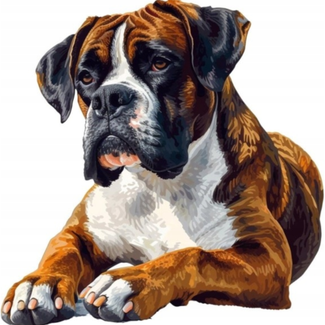 Norimpex Diamantový obrázek malování 30x40cm - Pes boxér ležící ~ 2