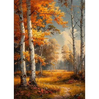 Norimpex Diamantový obrázek malování 30x40cm - Podzim mezi břízami
