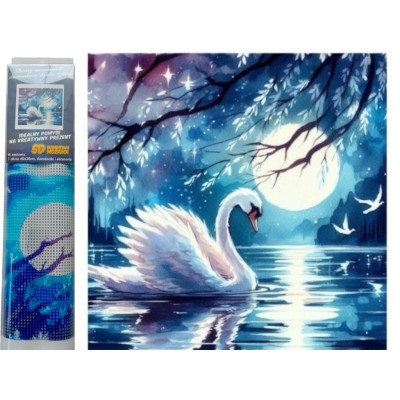 Norimpex Diamantový obrázek malování 30x40cm - Labuť při úplňku