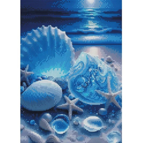 Norimpex Diamantový obrázek malování 30x40cm - Modré mušle na pláži ~ 3