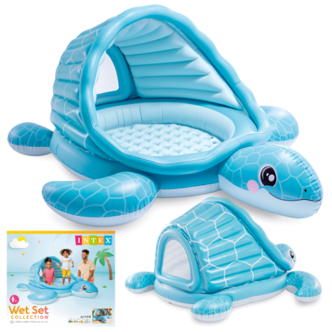 Intex 48677 Nafukovací bazének se stříškou Želva modrá 218x206x97cm ~ 1