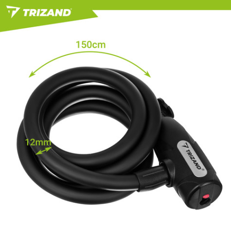 Zámek na kolo 150cm na klíč Trizand 27614 ~ 8
