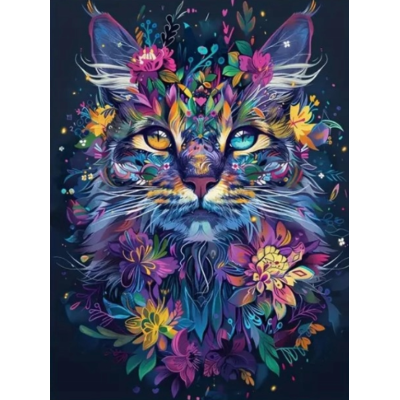 Norimpex Diamantový obrázek malování 30x40cm - Květinový portrét kočky