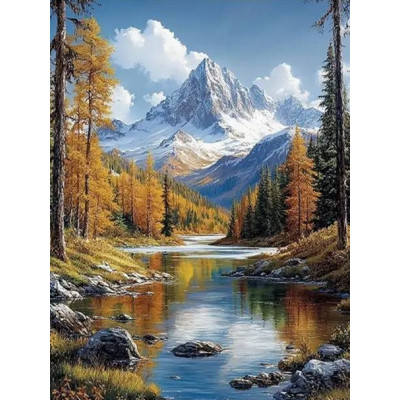 Norimpex Diamantový obrázek malování 30x40cm - Horská krajina s řekou