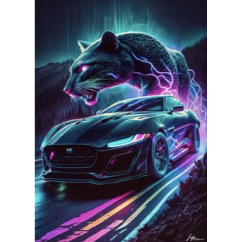 Norimpex Diamantový obrázek malování 30x40cm - Sportovní auto s gepardem ~ 1