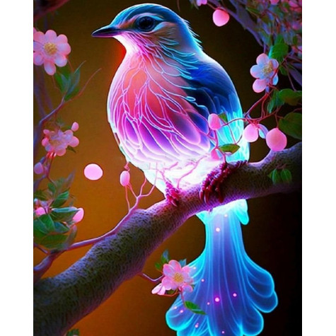 Norimpex Diamantový obrázek malování 30x40cm - Magický pták svítící ~ 2