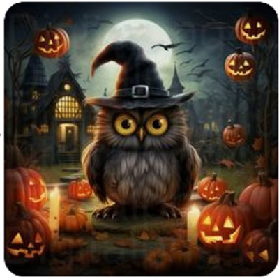 Norimpex Diamantový obrázek malování 30x40cm - Sova v čepici o Halloweenu