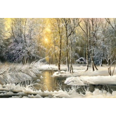 Norimpex Diamantový obrázek malování 30x40cm - Zimní les s osamělou chatou