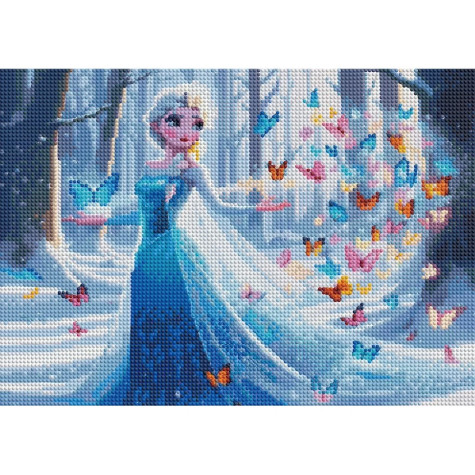 Norimpex Diamantový obrázek malování 30x40cm - Ledová princezna s kouzelnými motýli ~ 2