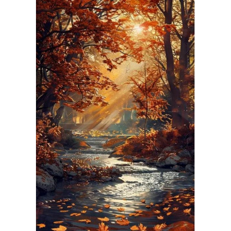 Norimpex Diamantový obrázek malování 30x40cm - Podzimní potok v lese ~ 1