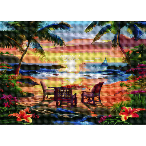 Norimpex Diamantový obrázek malování 30x40cm - Západ slunce u táboráku ~ 2
