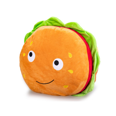 Velký plyšový Hamburger s obličejem 40 cm