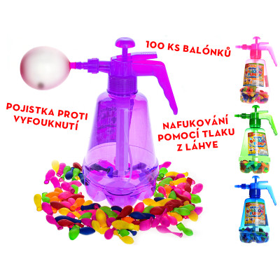 Pumpa na vodní bomby + bomby 100 ks mix barev