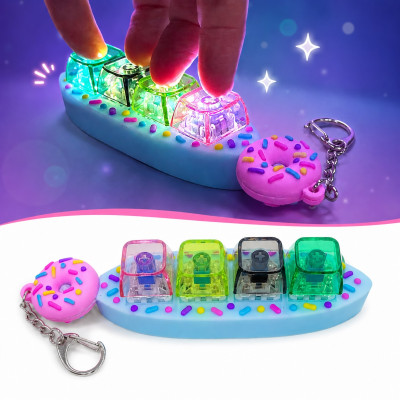 Donut Fidget keyboard LED svítící klávesnice klíčenka 12 cm