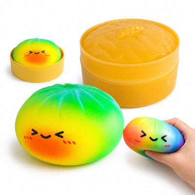 Squishy Dumpling RAINBOW duhový velký mačkací knedlíček 9 cm (Mystery box)