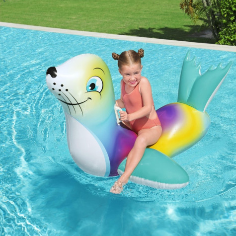 Bestway 41479 Nafukovací tuleň Ride-on duhový 157x114cm ~ 1