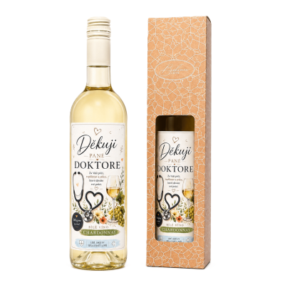 Dárkové víno v krabičce 0,75l - Děkuji pane doktore Chardonnay