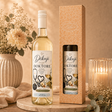 Dárkové víno v krabičce 0,75l - Děkuji pane doktore Chardonnay ~ 2