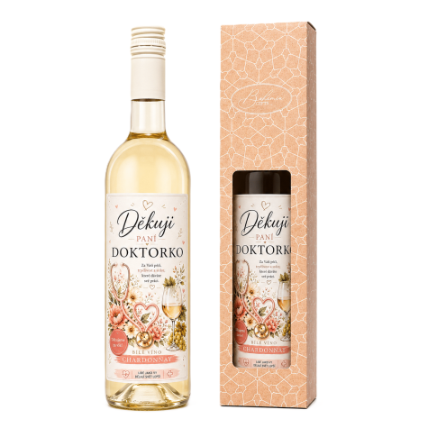 Dárkové víno v krabičce 0,75l - Děkuji paní doktorko Chardonnay ~ 1