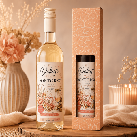 Dárkové víno v krabičce 0,75l - Děkuji paní doktorko Chardonnay ~ 2