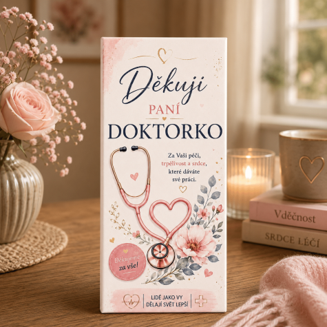 Dárková mléčná čokoláda 100 g - Děkuji paní doktorko ~ 1