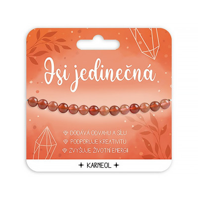 Nekupto Náramek s polodrahokamy Karneol - Jsi jedinečná