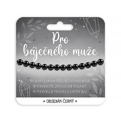 Nekupto Náramek s polodrahokamy Obsidián černý - Pro báječného muže