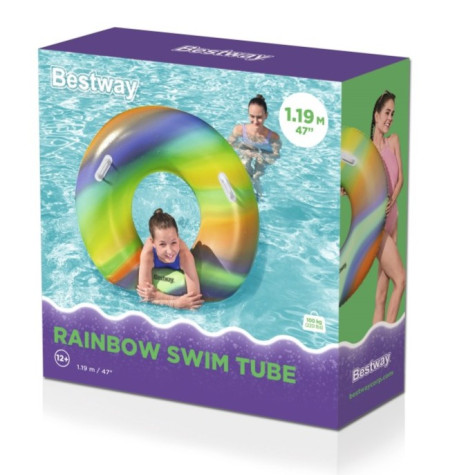 Bestway 36352 Nafukovací kruh Rainbow duhový 119cm ~ 6