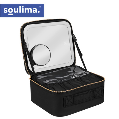 Kosmetický organizér kufřík s LED zrcátkem černý Soulima 27236 ~ 2