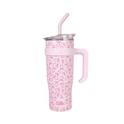 Albi Nerezový termohrnek s brčkem XXL 1200 ml - Mašličky