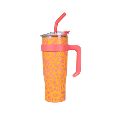 Albi Nerezový termohrnek s brčkem XXL 1200 ml - Leopardí vzor ~ 1