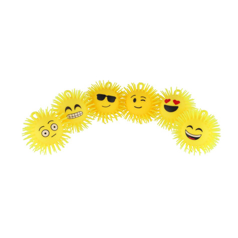 Teddies Antistresák Míček chlupatý smajlík mačkací 8cm se světlem mix ~ 2