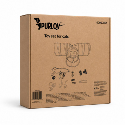 Sada hraček pro kočky s tunelem 80 cm Purlov 27851 ~ 9