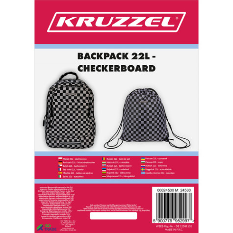 Batoh 22l šachovnicový + vak Kruzzel 24530 ~ 11