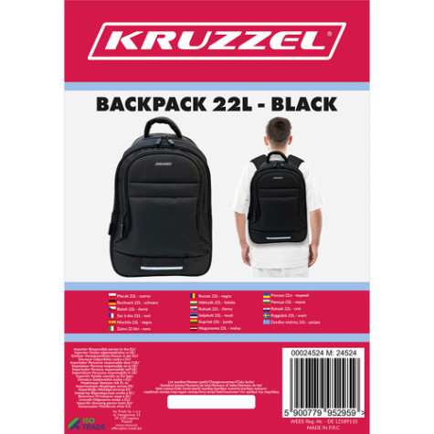 Batoh černý 22l Kruzzel 24524 ~ 13