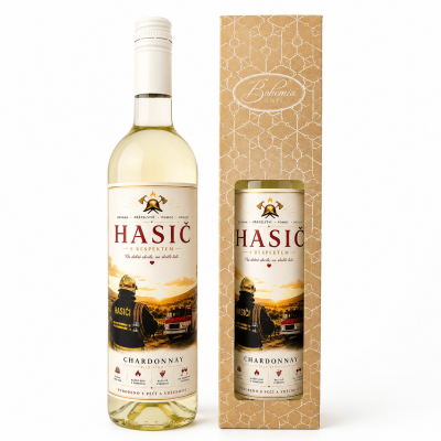 Dárkové víno v krabičce 0,75l - Hasič Chardonnay
