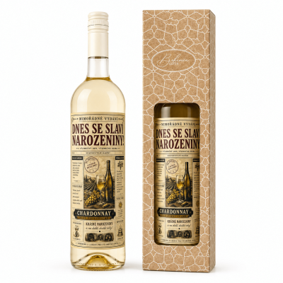 Dárkové víno v krabičce 0,75l - Dnes se slaví narozeniny Chardonnay
