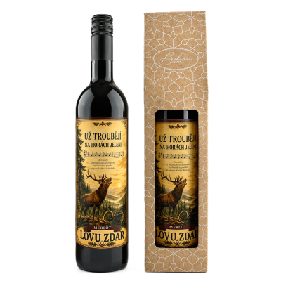 Dárkové víno v krabičce 0,75l - Lovu zdar Merlot