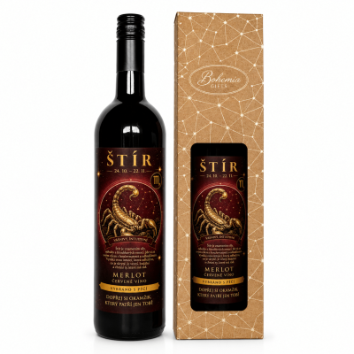 Dárkové víno v krabičce 0,75l - Horoskop Štír Merlot