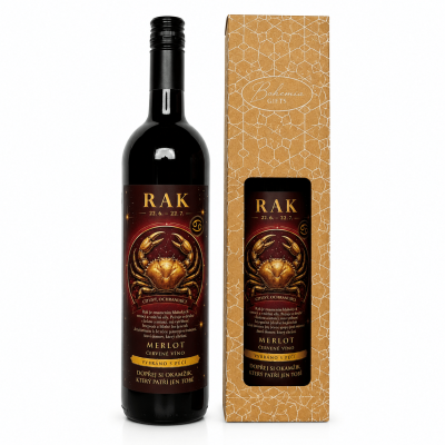 Dárkové víno v krabičce 0,75l - Horoskop Rak Merlot