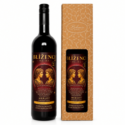 Dárkové víno v krabičce 0,75l - Horoskop Blíženci Merlot
