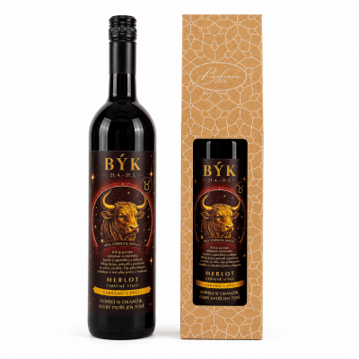 Dárkové víno v krabičce 0,75l - Horoskop Býk Merlot