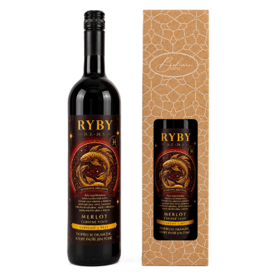 Dárkové víno v krabičce 0,75l - Horoskop Ryby Merlot