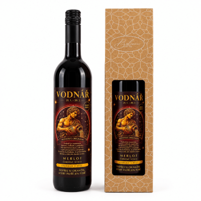 Dárkové víno v krabičce 0,75l - Horoskop Vodnář Merlot