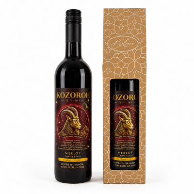 Dárkové víno v krabičce 0,75l - Horoskop Kozoroh Merlot
