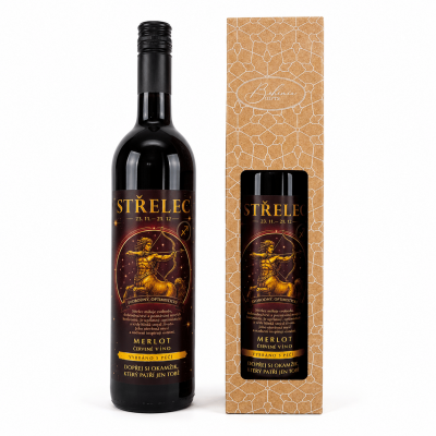 Dárkové víno v krabičce 0,75l - Horoskop Střelec Merlot