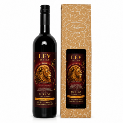 Dárkové víno v krabičce 0,75l - Horoskop Lev Merlot