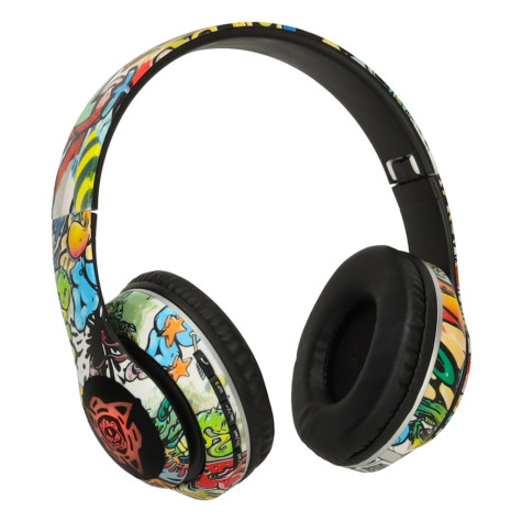 2.JAKOST Bezdrátová sluchátka na uši P35 Bluetooth Grafiti barevná ~ 4